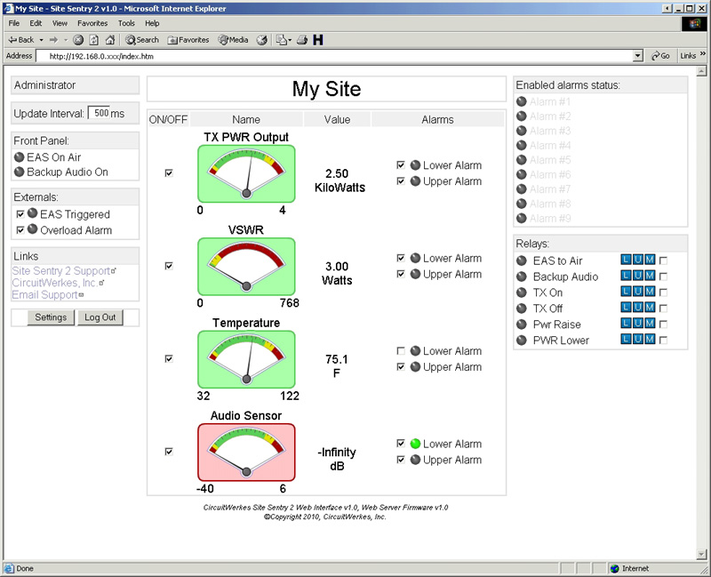 The
              SiteSentry2 Main Screen